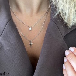 "Stella Cross" 2i1 slv halskde med kors og fin zirkonia sten