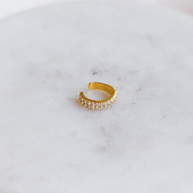 "Sparkling" ear cuff in 18k gold-plated sterling silver with zirconia.