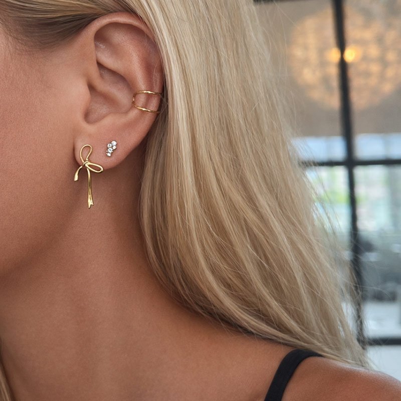 "Mikami" gold mini earrings in a unique design