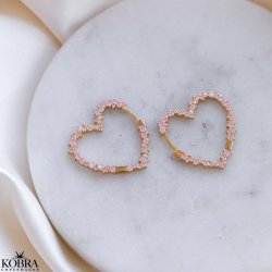 "Mikami" store guld hjerte reringe med lyserde sten