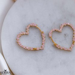 "Mikami" store guld hjerte reringe med lyserde sten