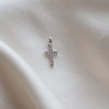 Charm - small cross in sterling silver with white gems