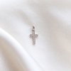 Charm - small cross in sterling silver with white gems