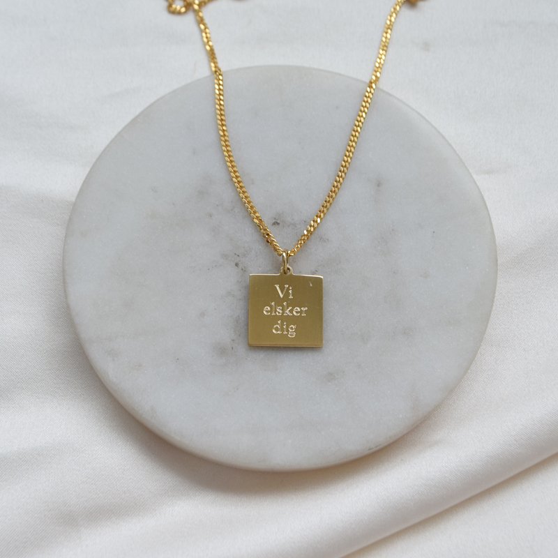 "Trend" necklace in 18k gold-plated sterling silver including engraving with 2 mm panzer chain