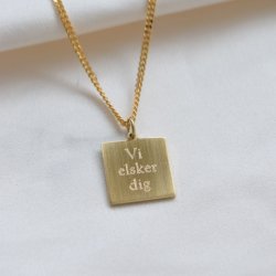 "Trend" necklace in 18k gold-plated sterling silver including engraving with 2 mm panzer chain