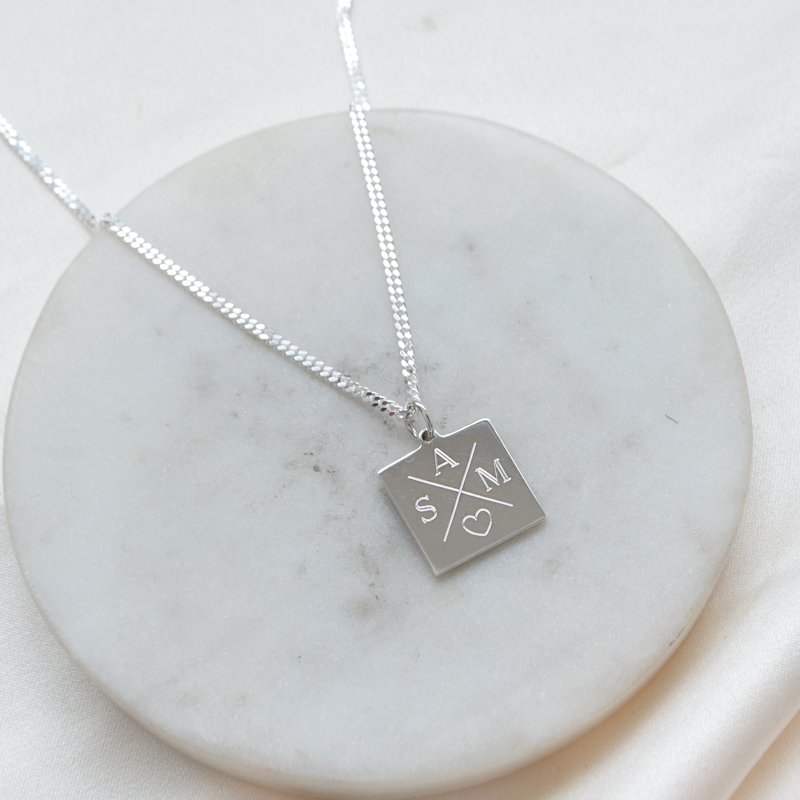 "Trend" necklace in sterling silver with cross engraving and 2 mm panzer chain