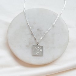"Trend" necklace in sterling silver with cross engraving and 2 mm panzer chain