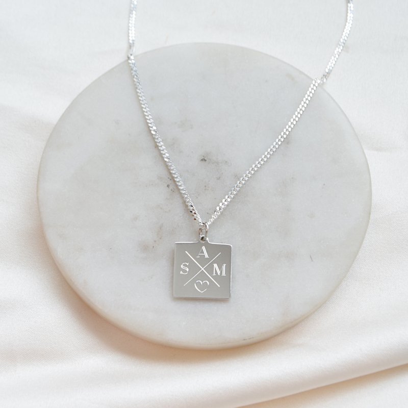 "Trend" necklace in sterling silver with cross engraving and 2 mm panzer chain