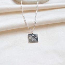 "Trend" necklace in sterling silver with cross engraving and 2 mm panzer chain