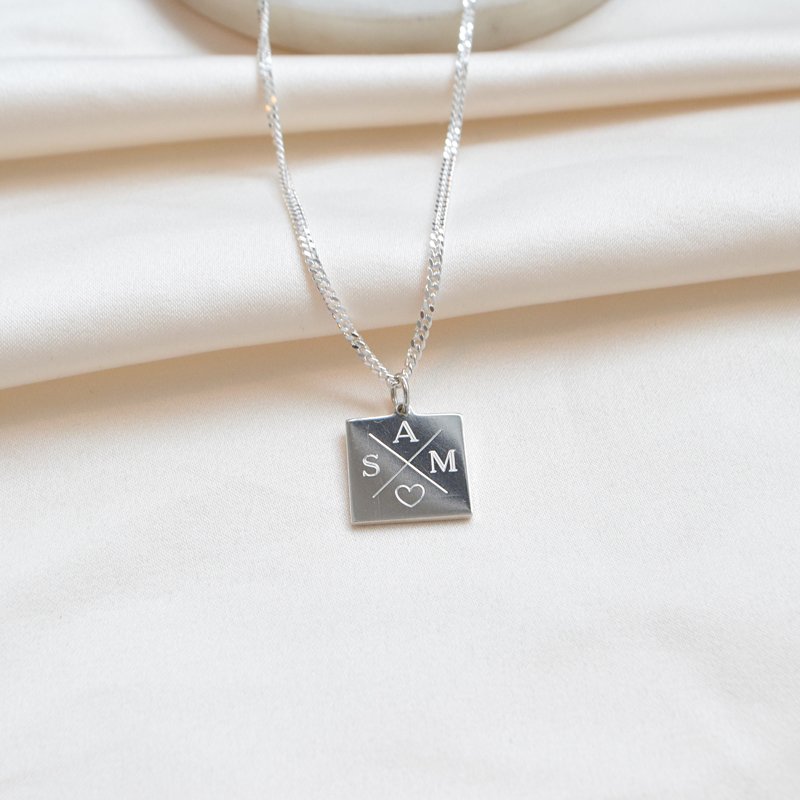 "Trend" necklace in sterling silver with cross engraving and 2 mm panzer chain