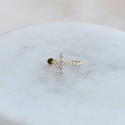 "Trudy" gold plated cross earcuff