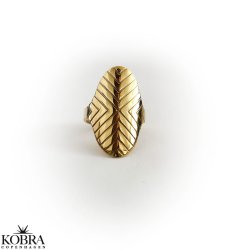 "Victory" hndlavet oval 18 karat forgyldt V ring