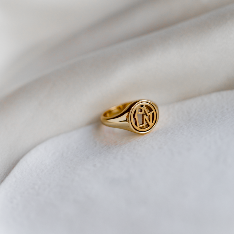 �Close To You� handmade gold-plated ring with your initials