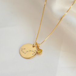 "Zodiac" stjerne kjede kjede med stein i 18 karat gullbelagt
