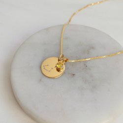 "Zodiac" stjerne kjede kjede med stein i 18 karat gullbelagt