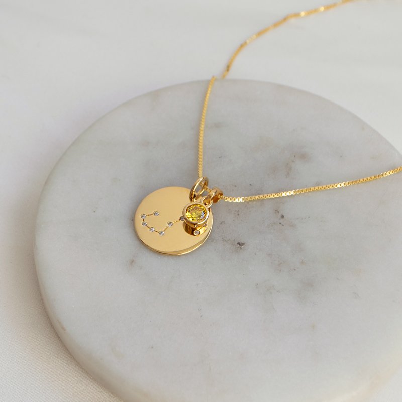 "Zodiac" stjerne kjede kjede med stein i 18 karat gullbelagt