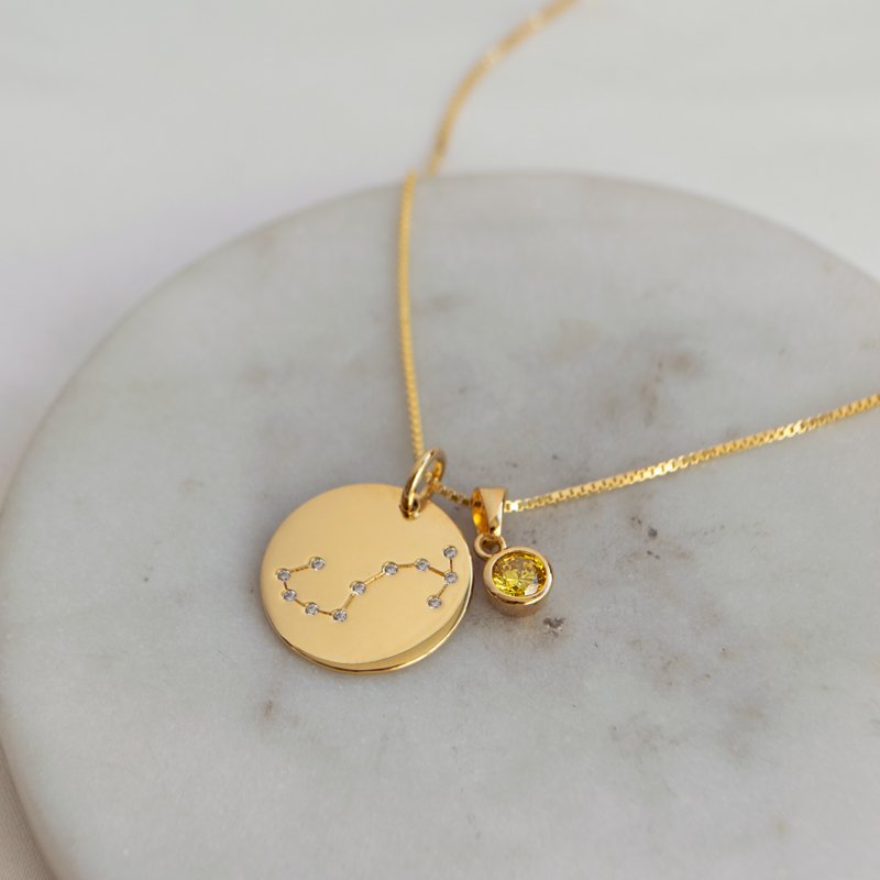 "Zodiac" stjerne kjede kjede med stein i 18 karat gullbelagt