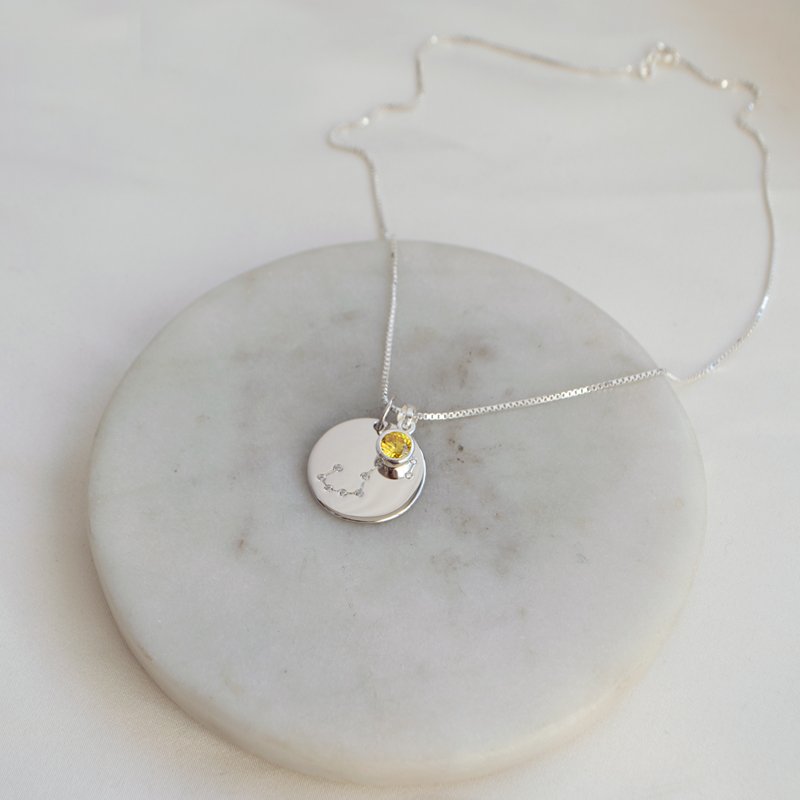 "Zodiac" Stjernetegn halskjede / zodiac med stein i sterling s�lv