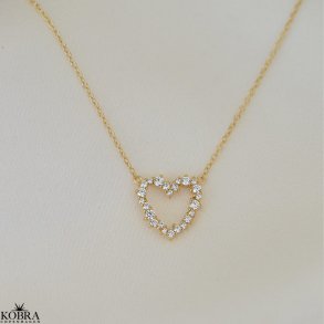 Mikami  Heart Necklace in 18k Gold Plated Sterling Silver with White Zirconia