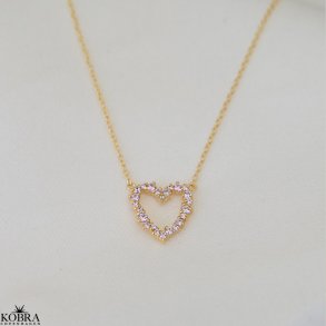 Mikami Heart Necklace  18k Gold Plated Sterling Silver with Pink Zirconia