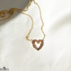 "Mikami" hjerte halskde  18k forgyldt slv med lyserde zirkonia