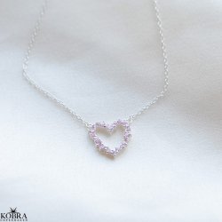 "Mikami" hjerte halskde  sterling slv med lyserde Zirkonia