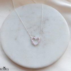 "Mikami" hjerte halskde  sterling slv med lyserde Zirkonia