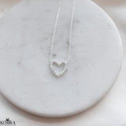 "Mikami" hjerte halskde  sterling slv med hvide Zirkonia
