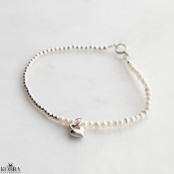  "Adele" bracelet with pearls, silver balls and heart pendant