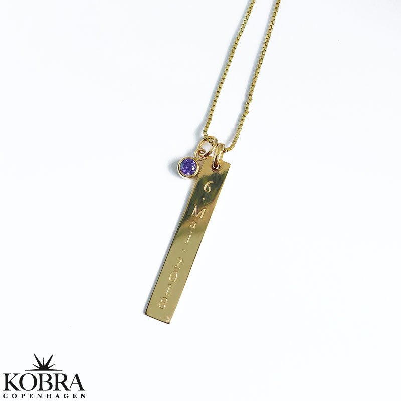 "Alliance" 18 carat gold plated pendant including engraving and gem