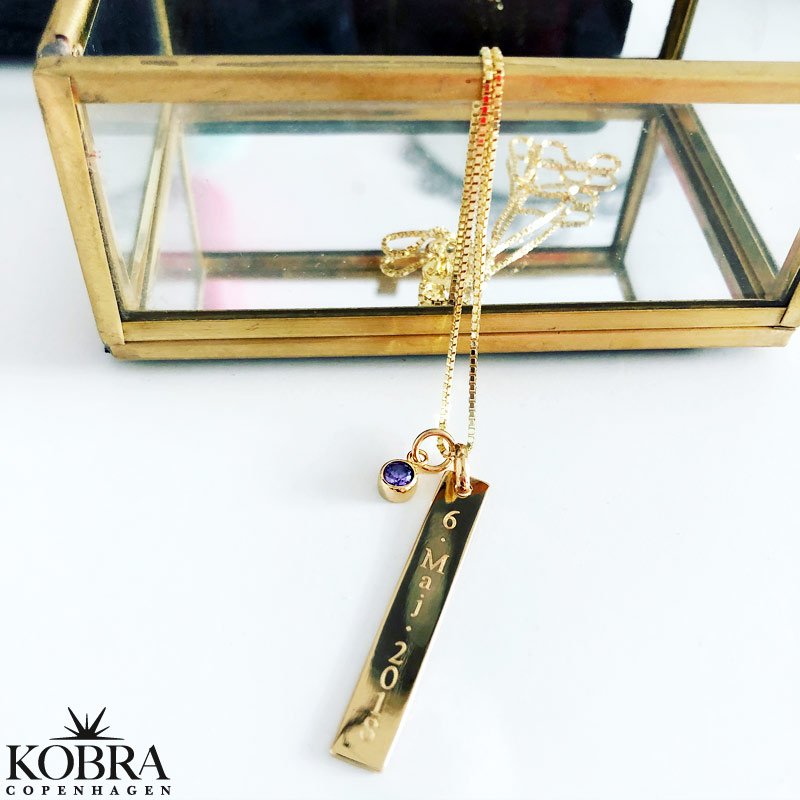 "Alliance" 18 carat gold plated pendant including engraving and gem