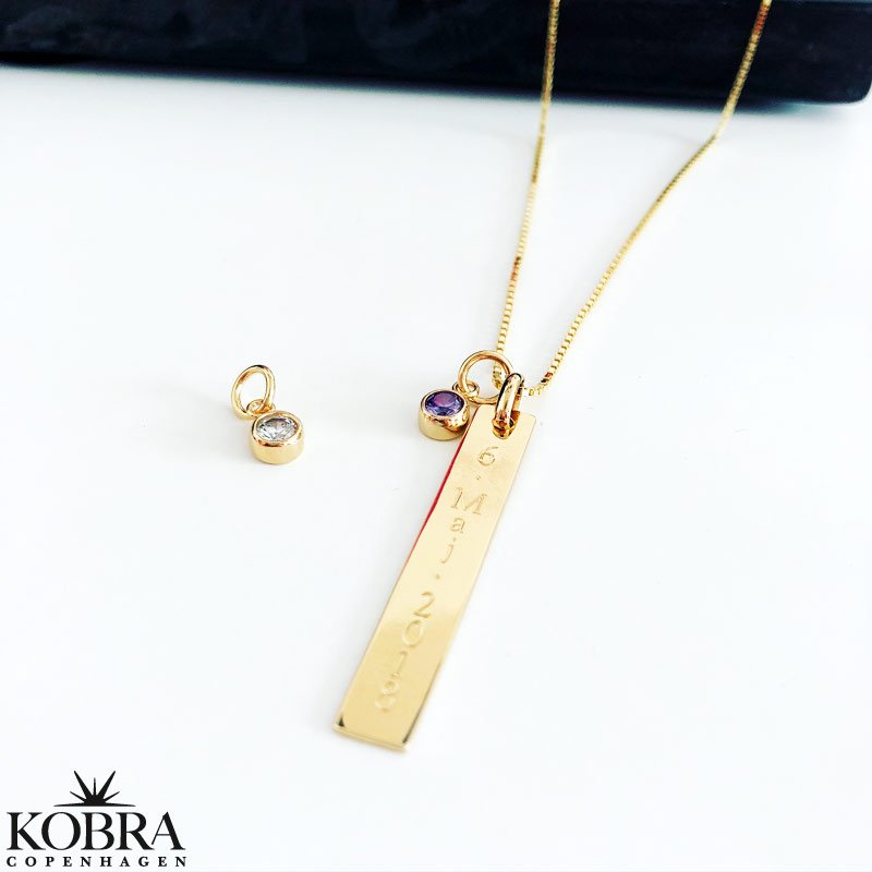 "Alliance" 18 carat gold plated pendant including engraving and gem