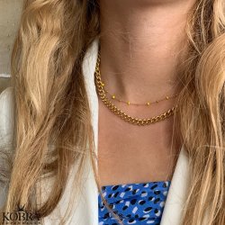 "Alba" ball necklace with colored enamel balls in gilt