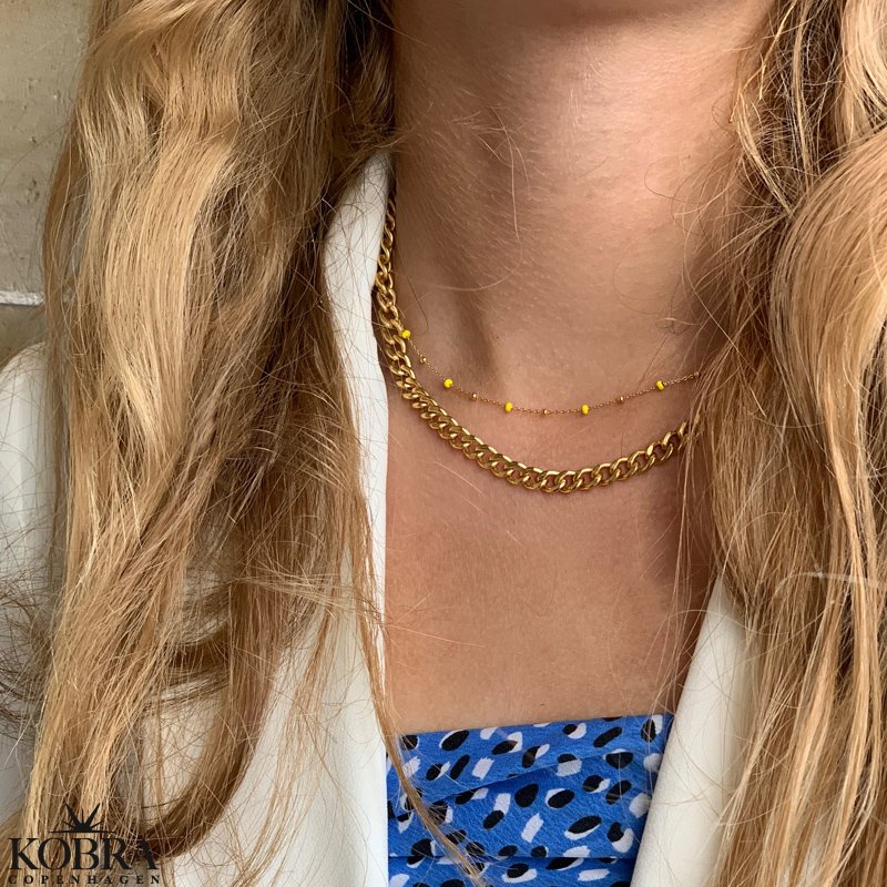 "Alba" ball necklace with colored enamel balls in gilt