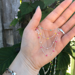 "Alba" slv halskde med farvet kugler i sterling slv