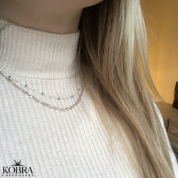 "Alba" slv halskde med farvet kugler i sterling slv