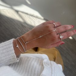 "Alessia" sterling silver hand chain with white zirconia