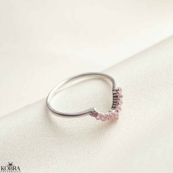  "Alexis" silver-plated ring with pink stone