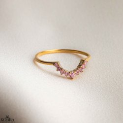  "Alexis" gold-plated ring with pink stone