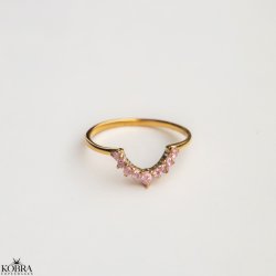  "Alexis" gold-plated ring with pink stone