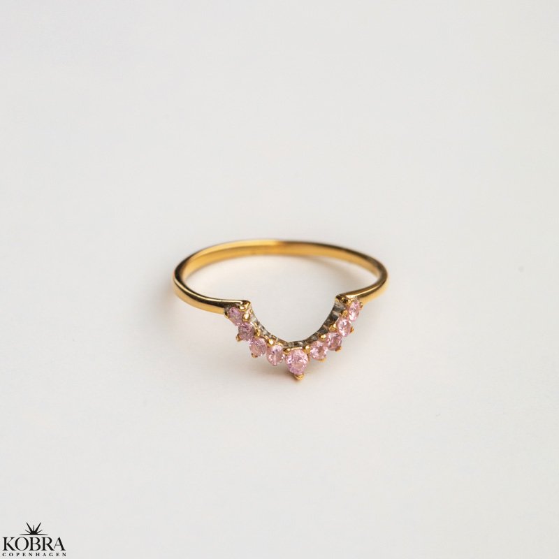  "Alexis" gold-plated ring with pink stone