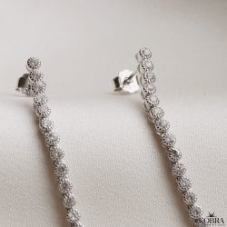 "Alicent" long earrings with small round zirconia stones