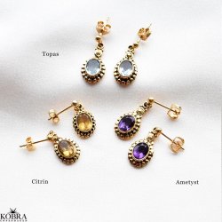 "Crystal" Gold-plated earrings with blue topaz