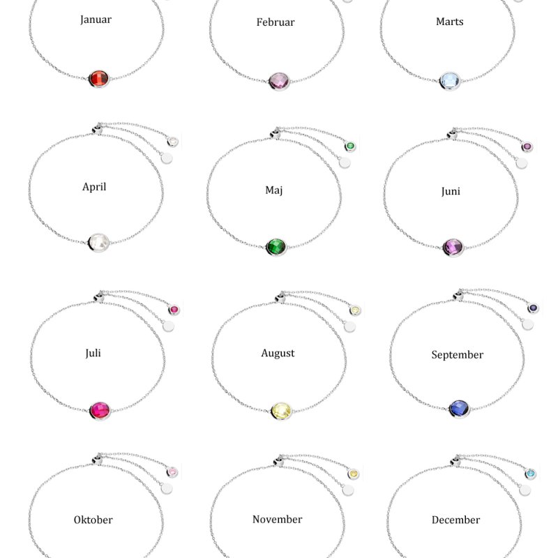 "Elegance" birthstone bracelet in silver // find your personal stone