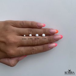 "Margrethe" silver earrings with freshwater pearls (7 mm)