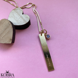 "Alliance" 18 carat gold plated pendant including engraving and gem