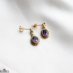 "Crystal" Forgyldte reringe med lilla ametyster