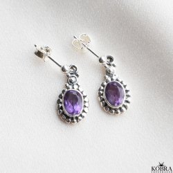 "Crystal" silver earrings with purple amethyst