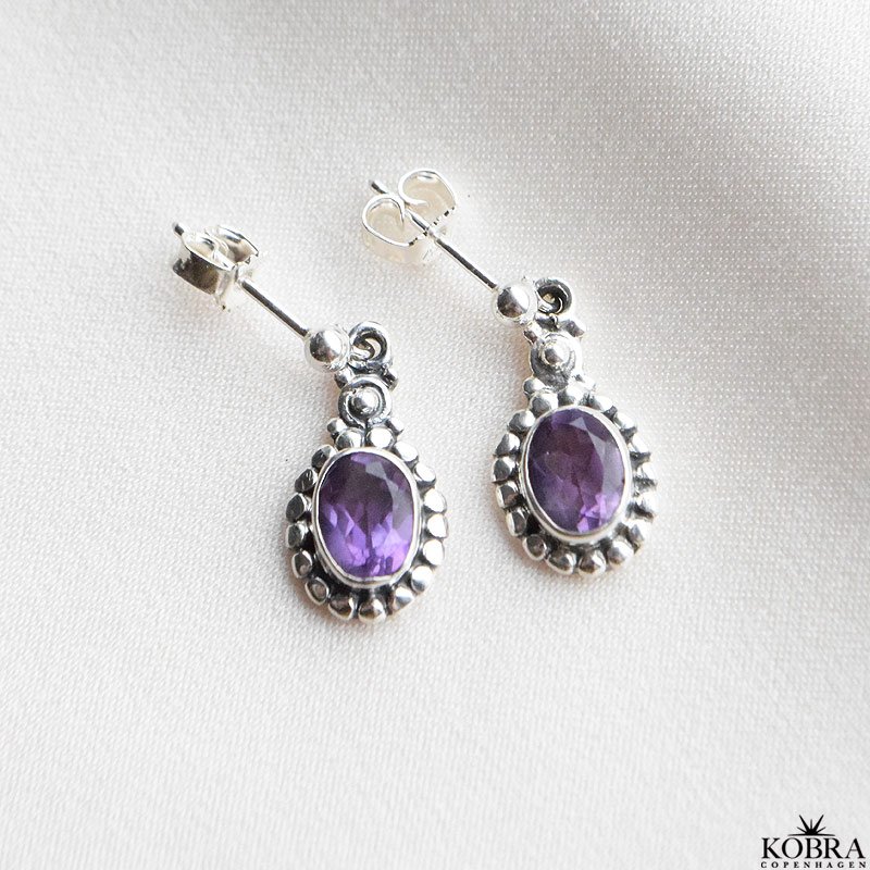 "Crystal" silver earrings with purple amethyst