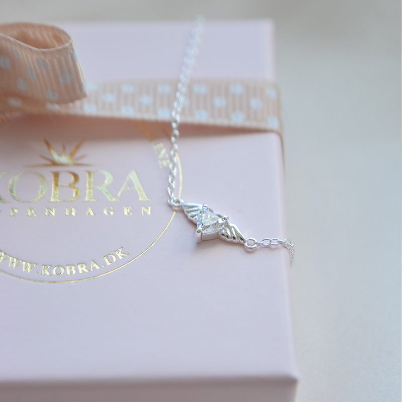 "Angel Heart" bracelet in sterling silver with heart zirconia